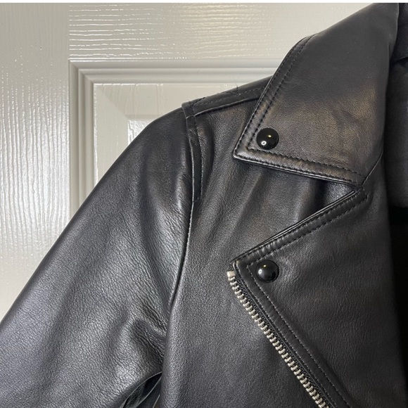 NWOT ALL SAINTS THE DALDY BLACK BIKER LEATHER JACKET SIZE O - Picture 6 of 16
